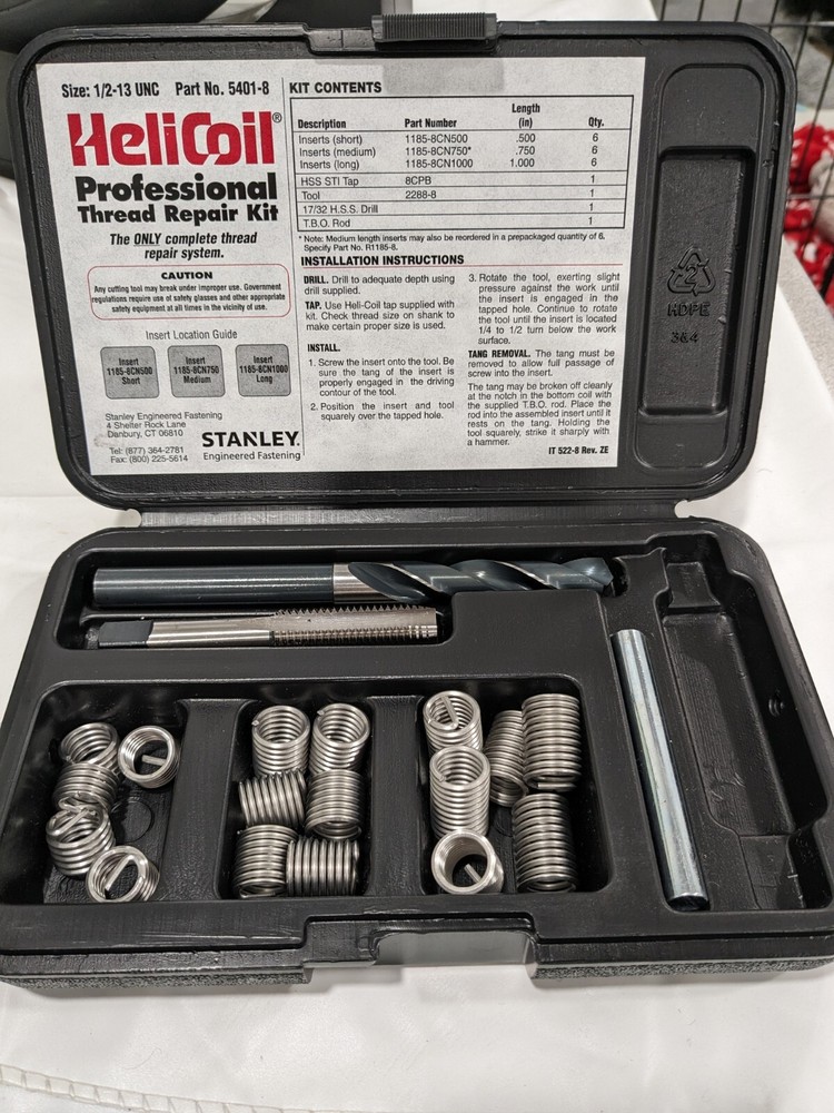 HELI-COIL Thread Repair Kit: Threaded Insert 5401-8 INCOMPLETE