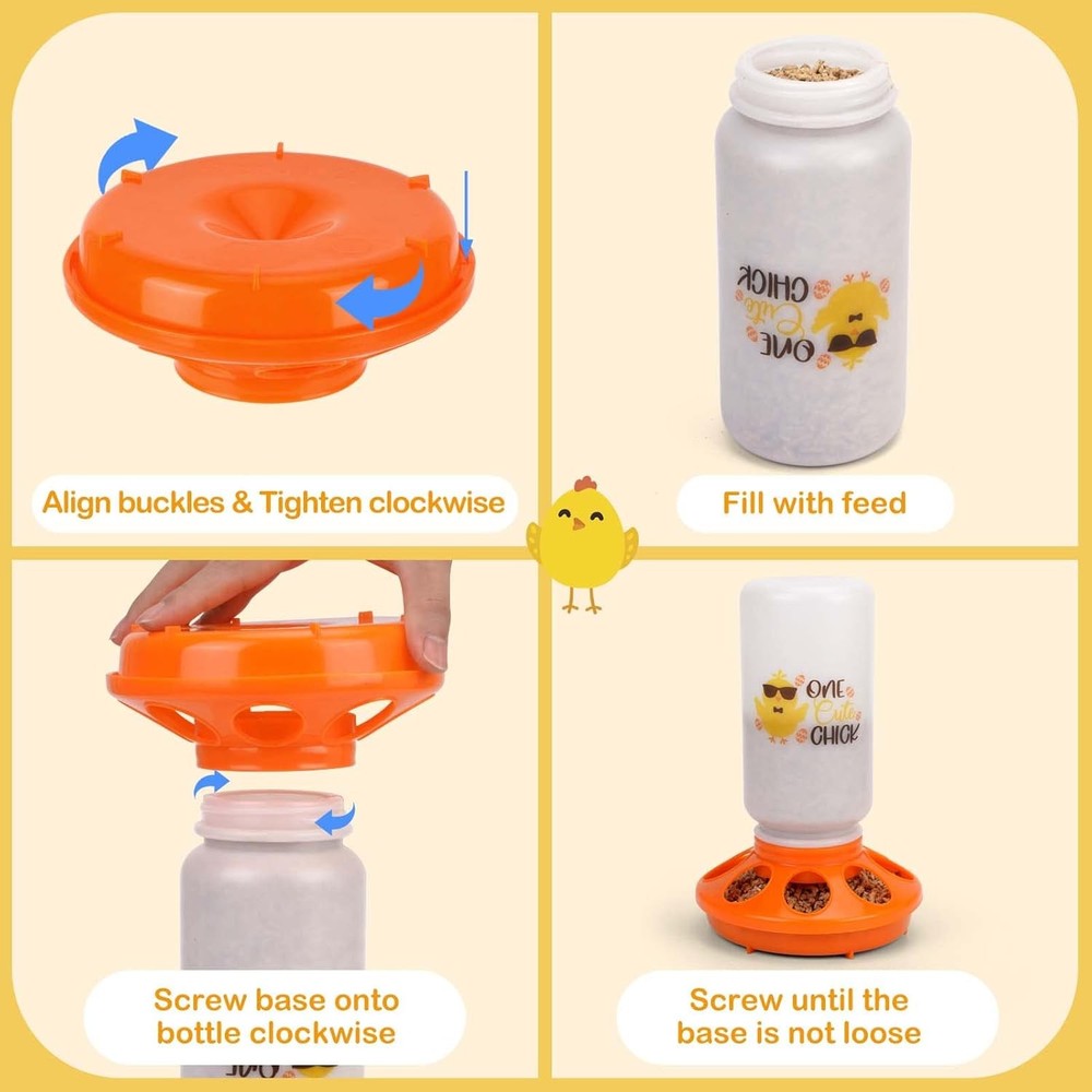 Automatic Chicken Feeder Waterer 1L Brooder Kit Chick Duck Coop Supply