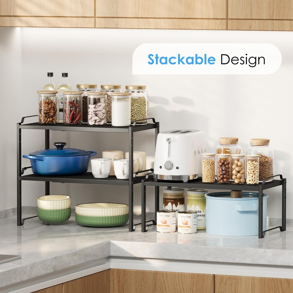 2 Pack 11” Width Expandable Kitchen 2 Pack: 11"D x 23.6"W x 8.7"H, Black