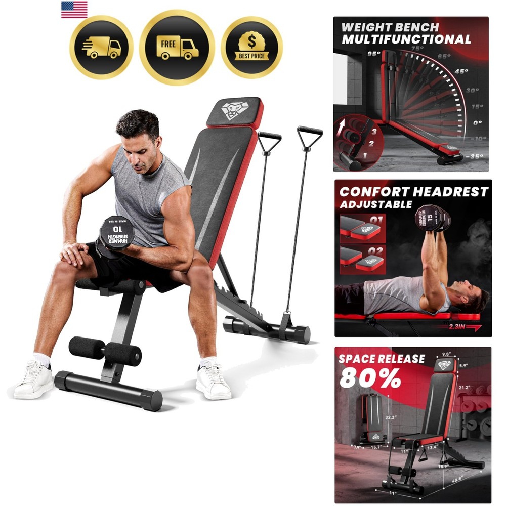 Adjustable Workout Bench with Foldable Design and Full Body Support