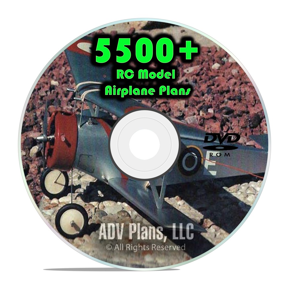 5,500 RC Model Airplane Plans, Gliders, Jetex Control Line Templates DVD