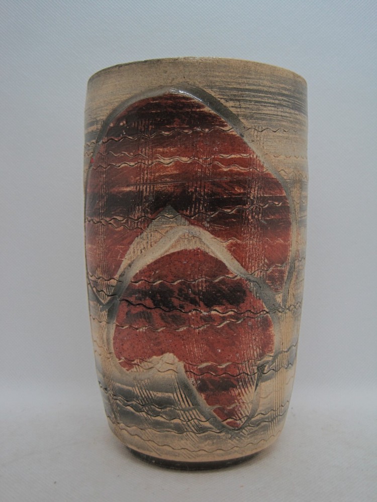 Vintage Coppo ? Ceramic Vase Browns, Tans and Rust Geometric