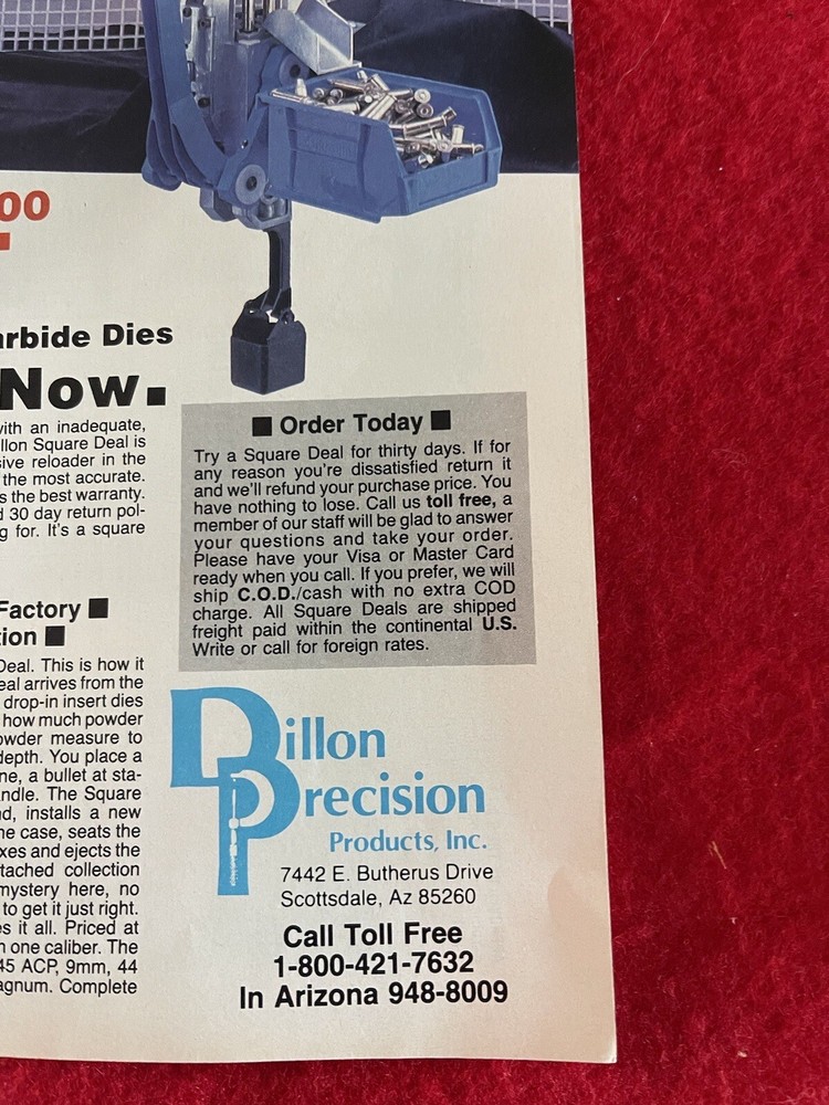 Vintage 1987 Dillon Precision Reloading Equipment Print Ad Ammo