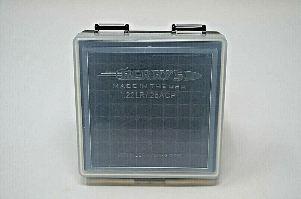 (5 PACK) Capacity 100 Each / CLEAR TOP-BLACK BOTTOM 22 lr Ammo Box / Case