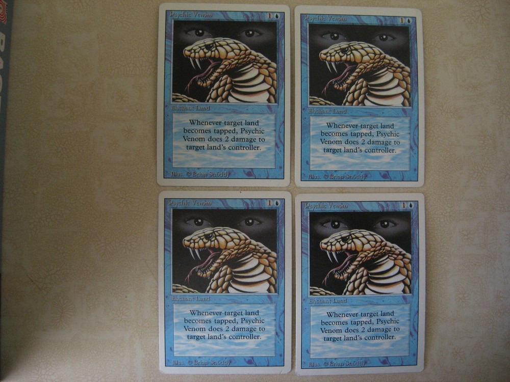 MTG -- Revised -- Psychic Venom x4 -MP.