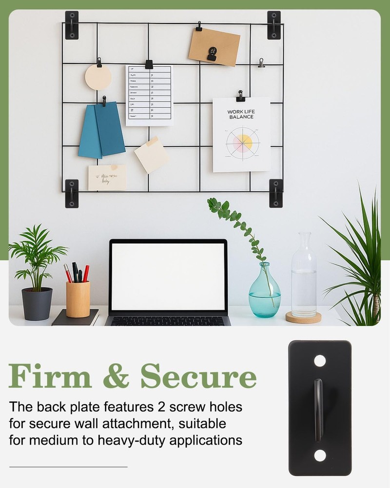 8 Pcs Gridwall Mount Brackets Metal Grid Wall Panel Display Hooks with Screws...