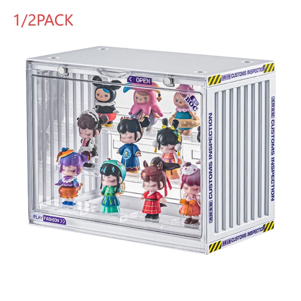 Acrylic Display Case 3-Tier Adjustable Magnetic Door Removable Shelves Showcase