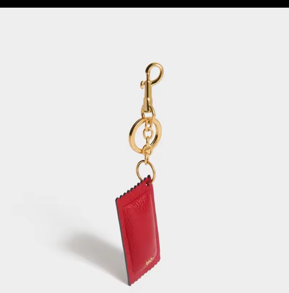 Tomato Ketchup Packet Leather Keychain Charm Key Ring Novelty