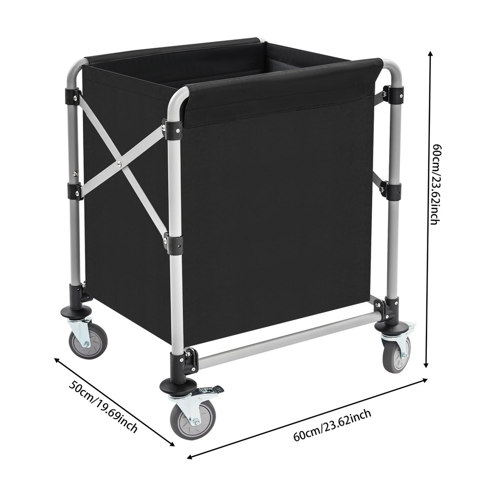 Folding Laundry Cart with Wheels 220lbs Capacity Commercial Rolling Hamper Black