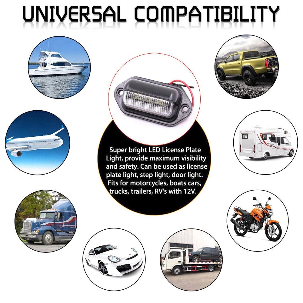 2Pcs LED License Plate Light Tag Lamps Assembly Replacement for Truck Trailer RV