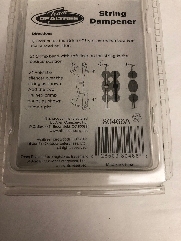 New in 1 Ea Pkg Team Realtree Compound Bow String Dampener, Increase Arrow Speed