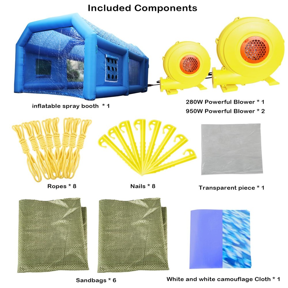 Inflatable Spray Booth Paint Tent Car Paint Capacious Filter System With Blowers