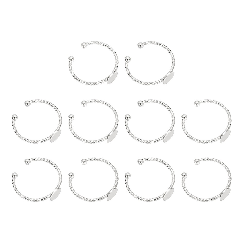 10Pcs Metal Base Blank, 6mm Adjustable Pad Blank Base, Silver White