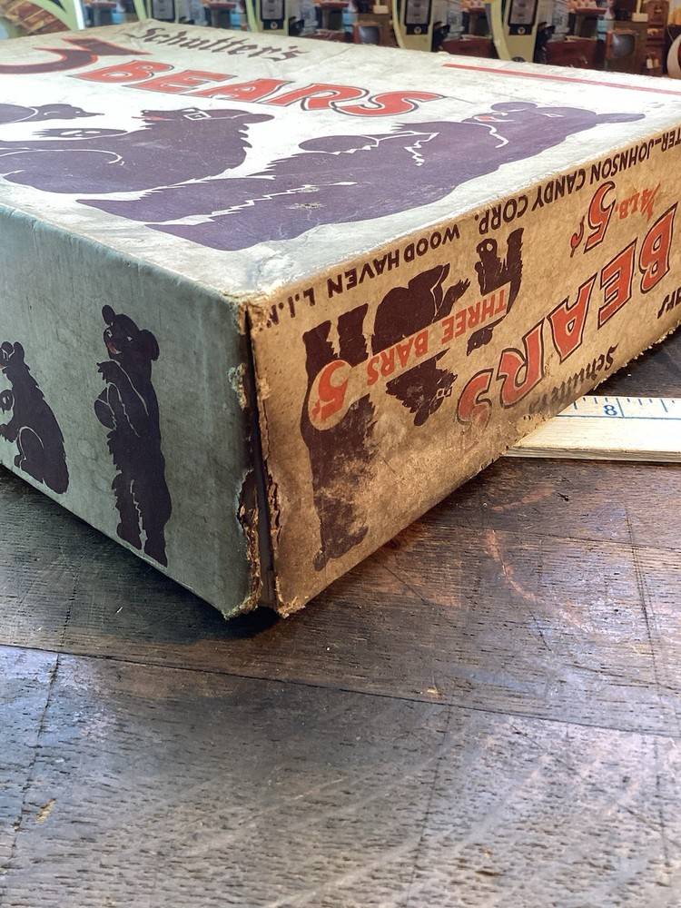 Vintage 3 Bears Candy Original Box 5 Cent Schutter Johnson Country Store Display