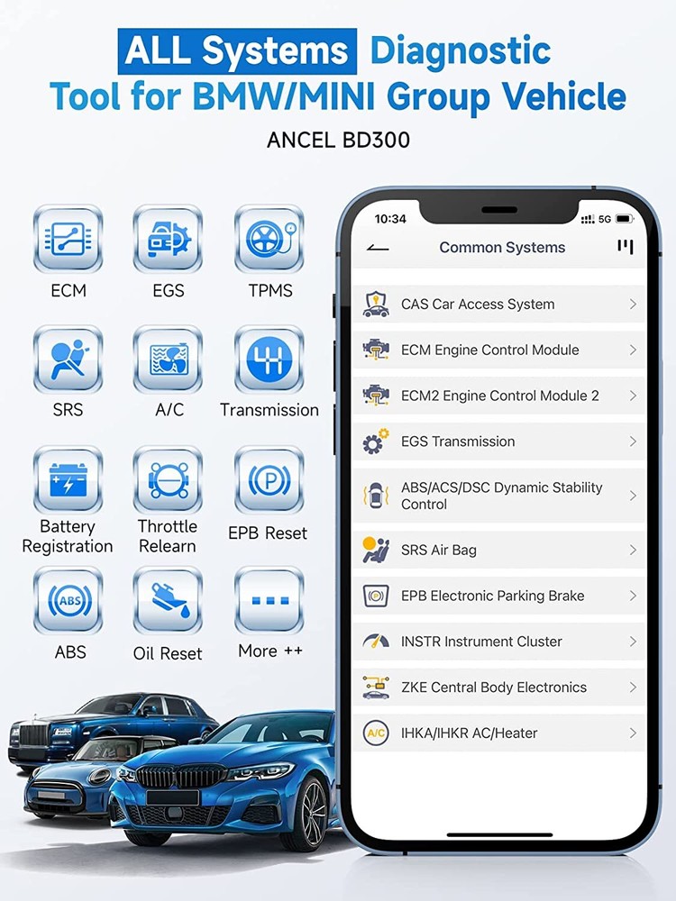 ANCEL BD300 For BMW Bluetooth All System Scan Tool OBD2 Scanner Car Diagnostic