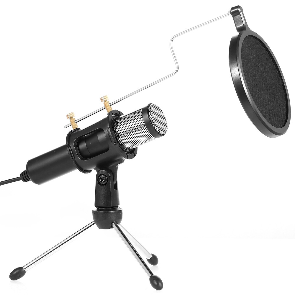 USB Condenser Microphone w/ 180° Tripod For Game Chat Audio Recording Computer