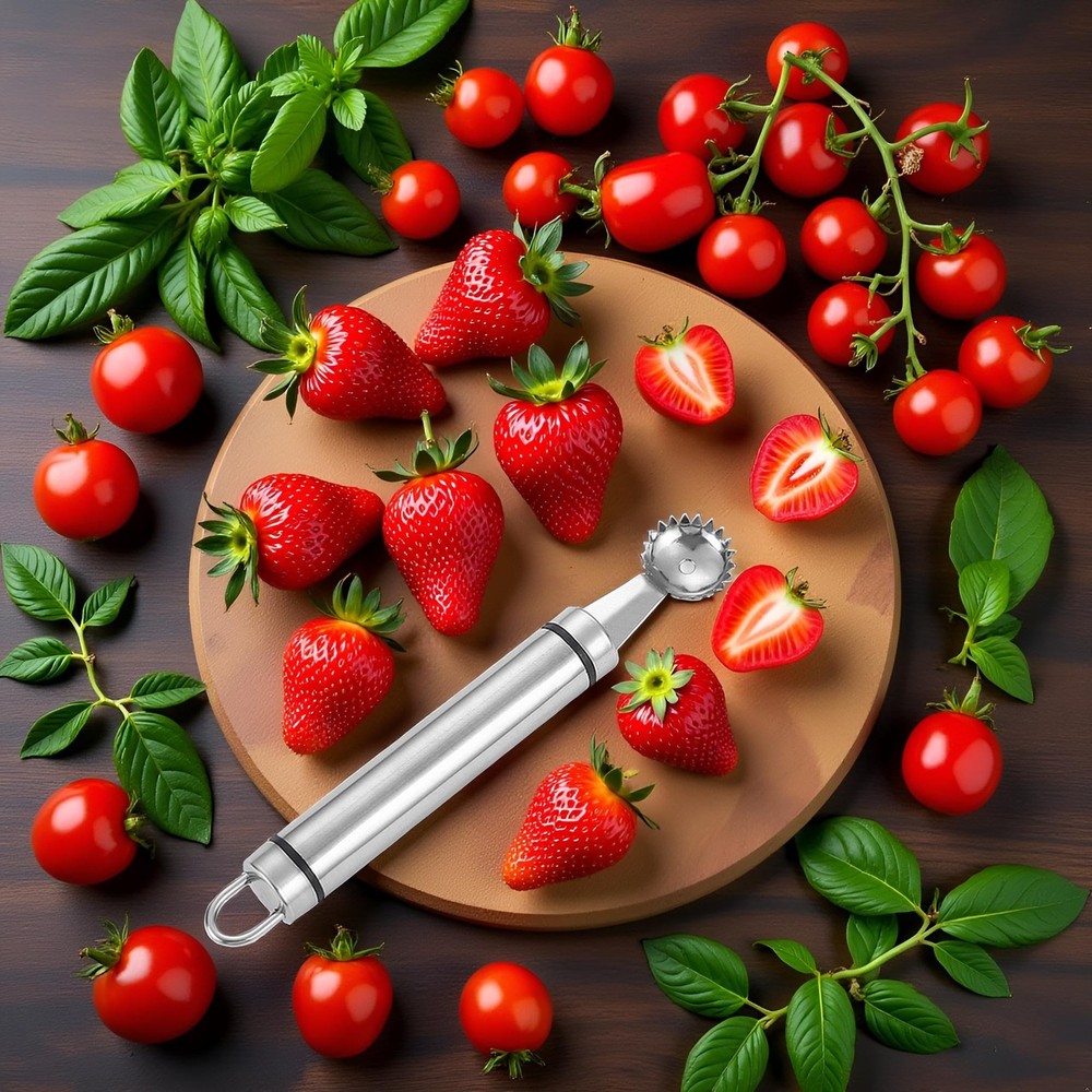 2Pcs Silver Strawberry Huller and Tomato Stem Corer Tool