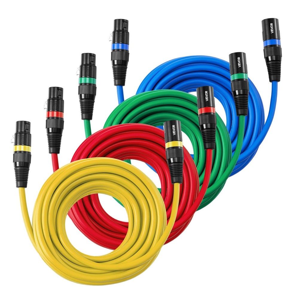 XLR Cable 25 ft 4 Pack Shielded Balanced DMX Male Female Microphone Cables