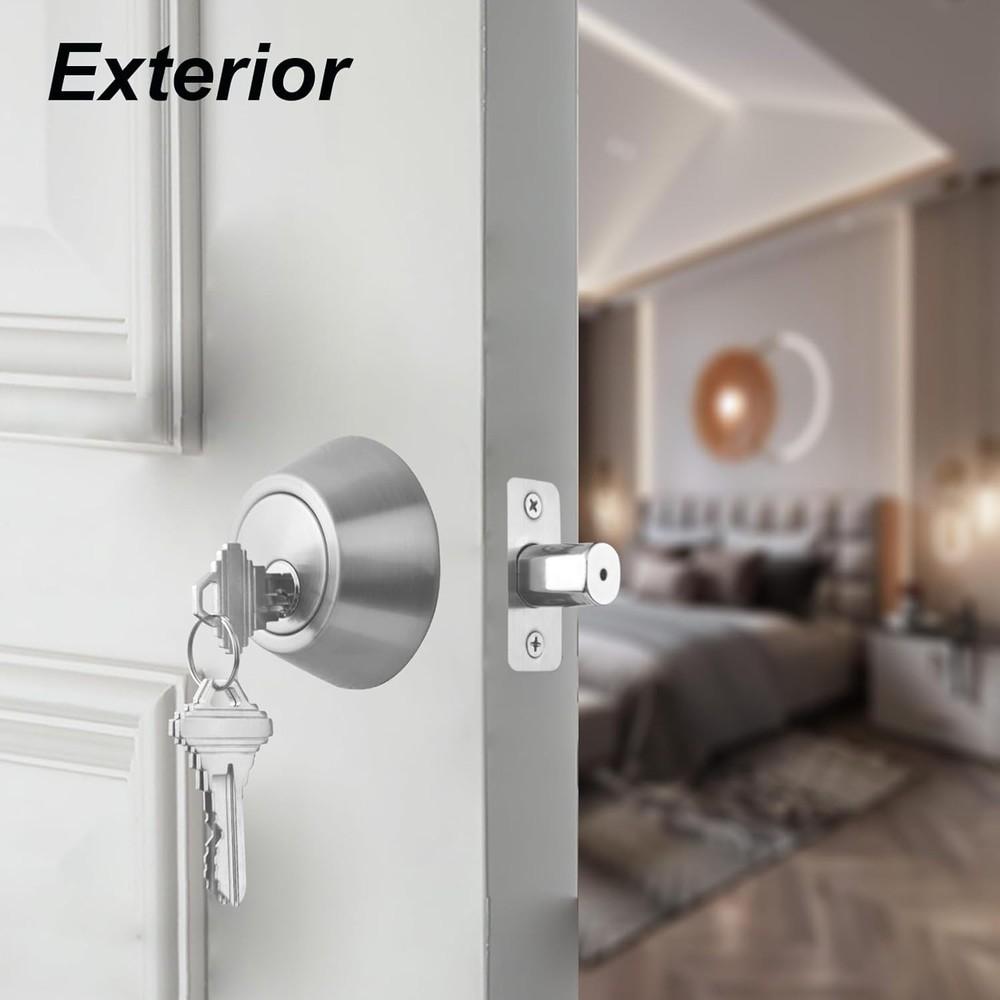 Satin Nickel Single Cylinder Deadbolt Lock - Ultimate Exterior Security Solution