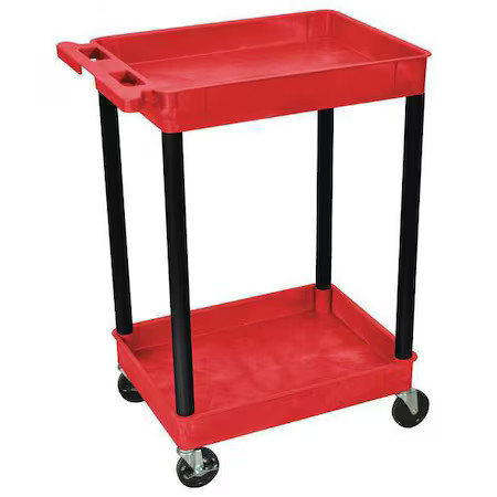 Flat Handle Utility Cart, Thermoplastic Resin (Shelf)/High Density Polyethylene