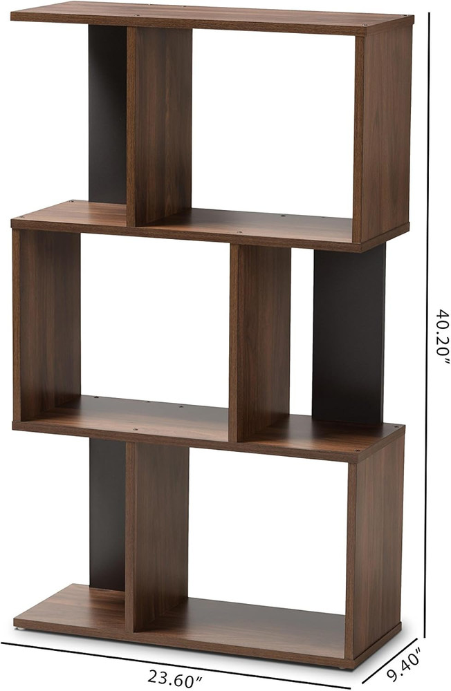Vivace Display Bookcase, Walnut Brown/Dark Grey