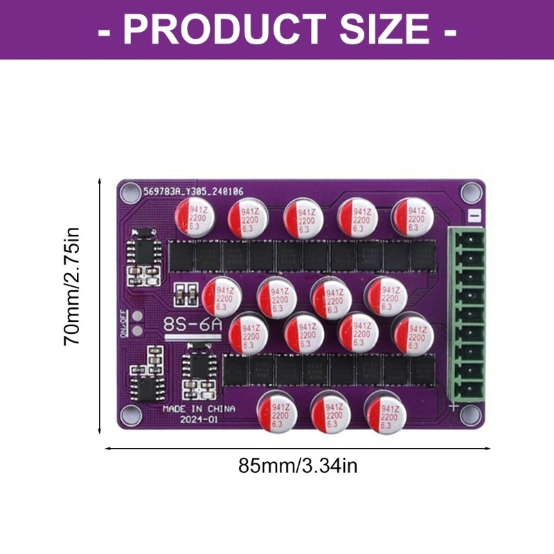 8S 6A Energy Transfer Balancing Module Adjustable Current Large Capacity