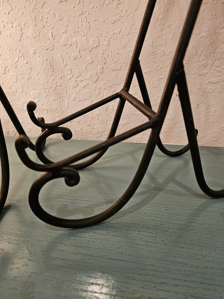 Vintage Black Iron Display Easel, 17.5" Tall, Scroll Design-2 Available