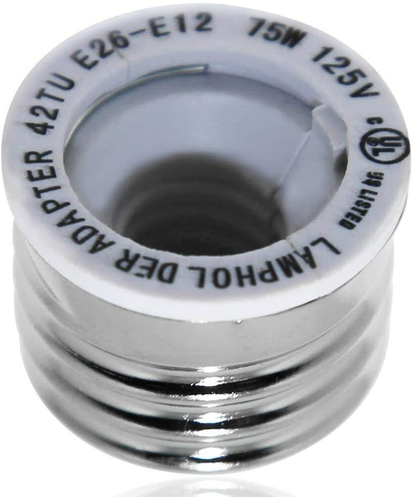 10-Pack E26/E27 to E12 Adapter, Standard Light Bulb to Candelabra Base Socket