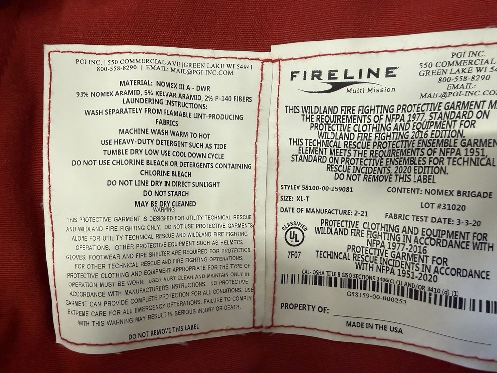 PGI FireLine Multi-Mission Tactical Jacket XL-L