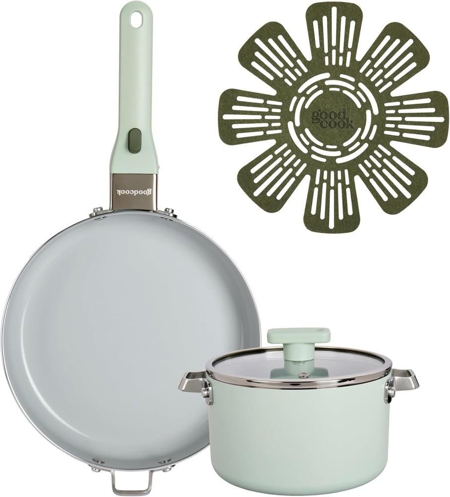 GoodCook Ceramic Cookware Set 5-Piece with Removable Handle, Induction Compatibl