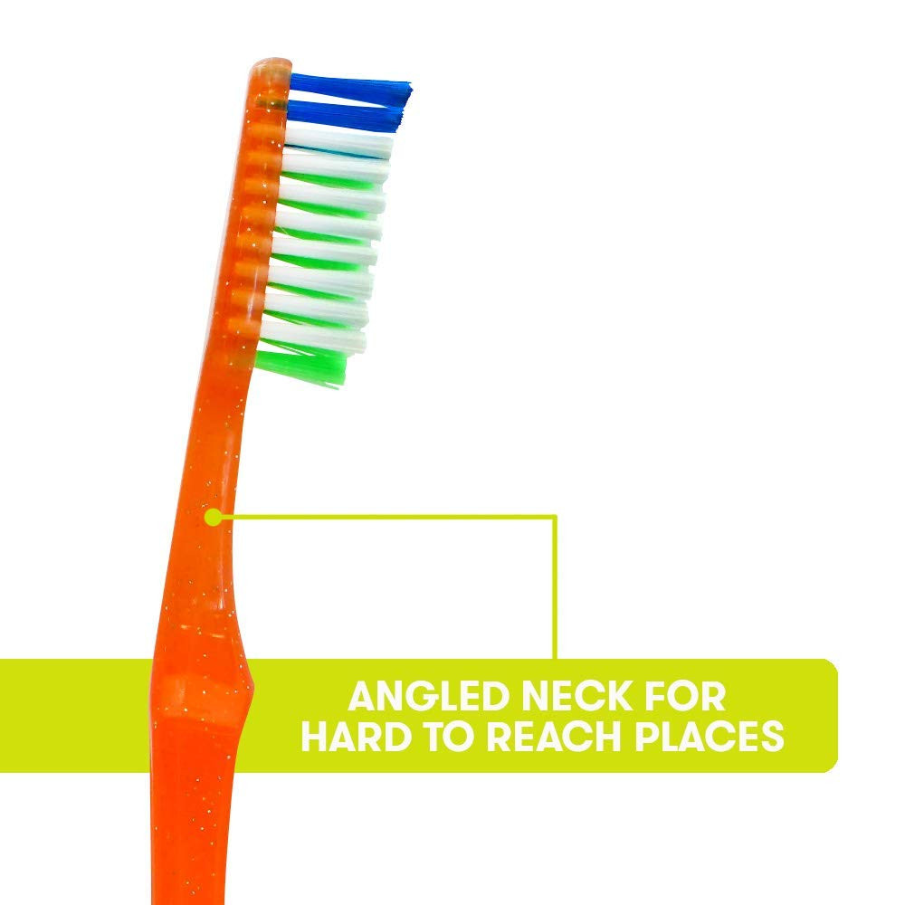 Soft Bristle Toothbrush Value Pack Angled Neck Plaque Removal Assorted 6 Count