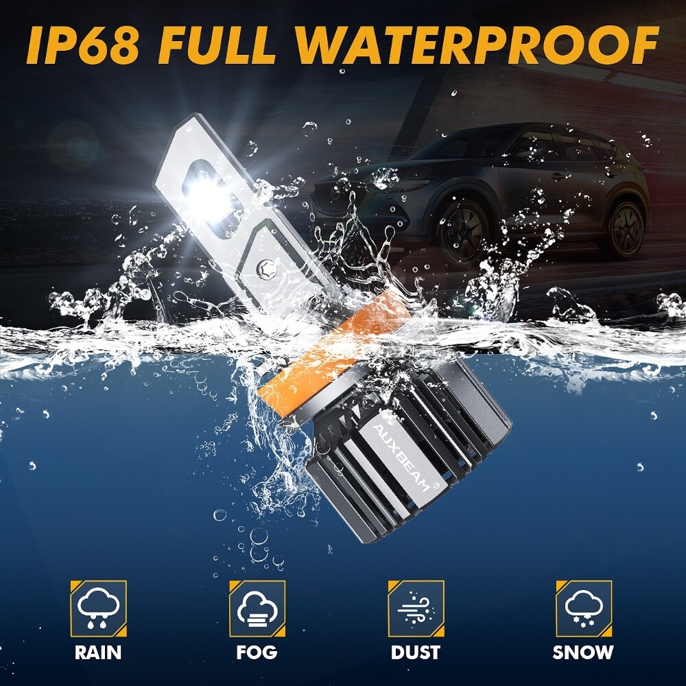 AUXBEAM H11 CSP LED Headlight Bulb White Low Beam Kit 25000LM Super Bright White