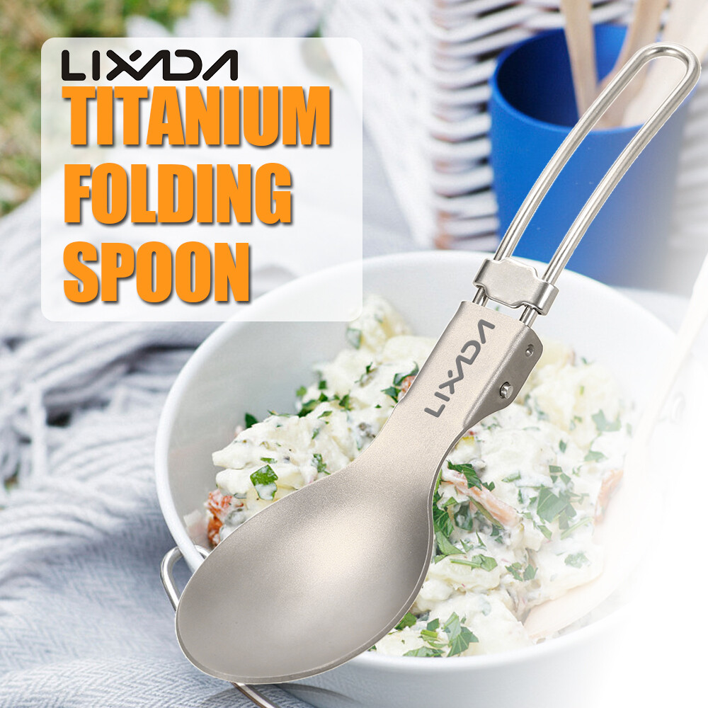 Lixada Folding  Spoon Lightweight Outdoor Dinner Spoon Flatware for V0T8