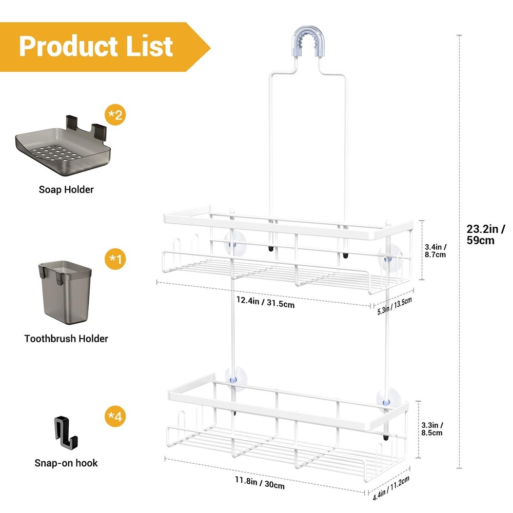 AKTECKE Shower Caddy Hanging Bathroom Organizer Rustproof Shelf for Inside