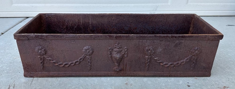 French Louis Seize Cast Iron Rectangular Planter, 19th Century