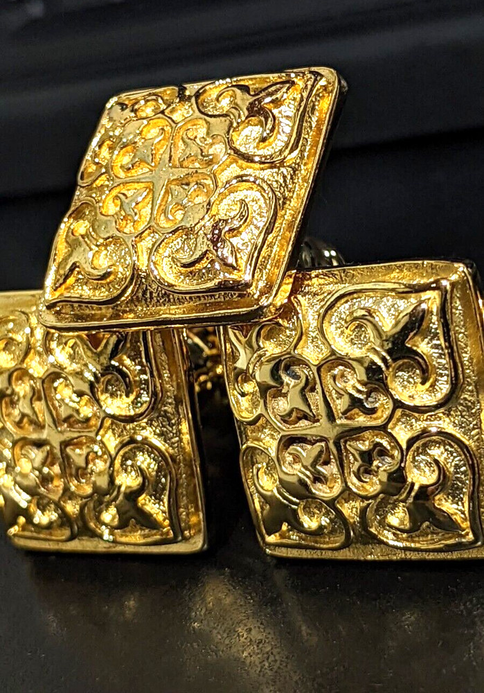 4 GOLD HEAVY PEWTER VICENZA FLEUR DE LIS KNOBS - DRAWER CABINET KNOB PULL PULLS