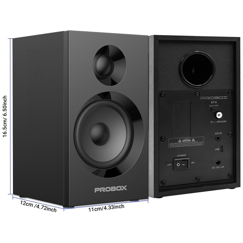 Powered Bookshelf Speakers HiFi Computer Gaming Monitors with Bluetooth 5.3 &...