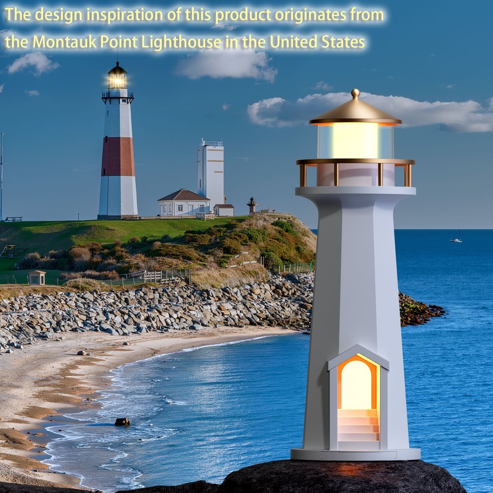 Wireless Charging LED Light Atmosphere Decor Moon Lighthouse Lamp Rechargeable