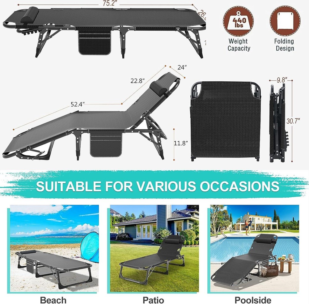 Begonia.K Camping Cot with Thick Pad , Cots for Sleeping, Bed 500LBS(Max Load)