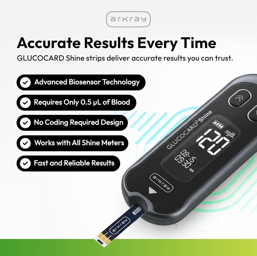 ARKRAY Blood Glucose Strips – No Coding Required, Fast 5-Second Results, 0.5...