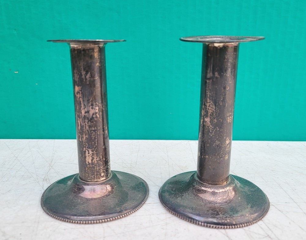 Sterling Silver Candlesticks Candle Holders Barbour Silver Co 210 grams 5" tall