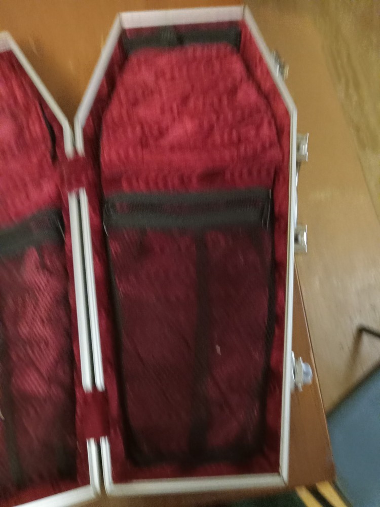 Coffin Case Drumstick Case Hard Shell Black with Red Lining see photo descript