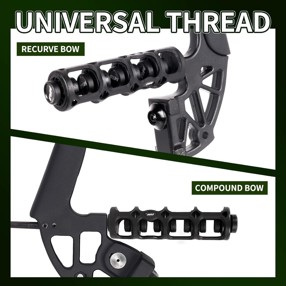 Archery 6" Lightweight Bow Stabilizer - Flexible Coupling Stabilizer for Compoun