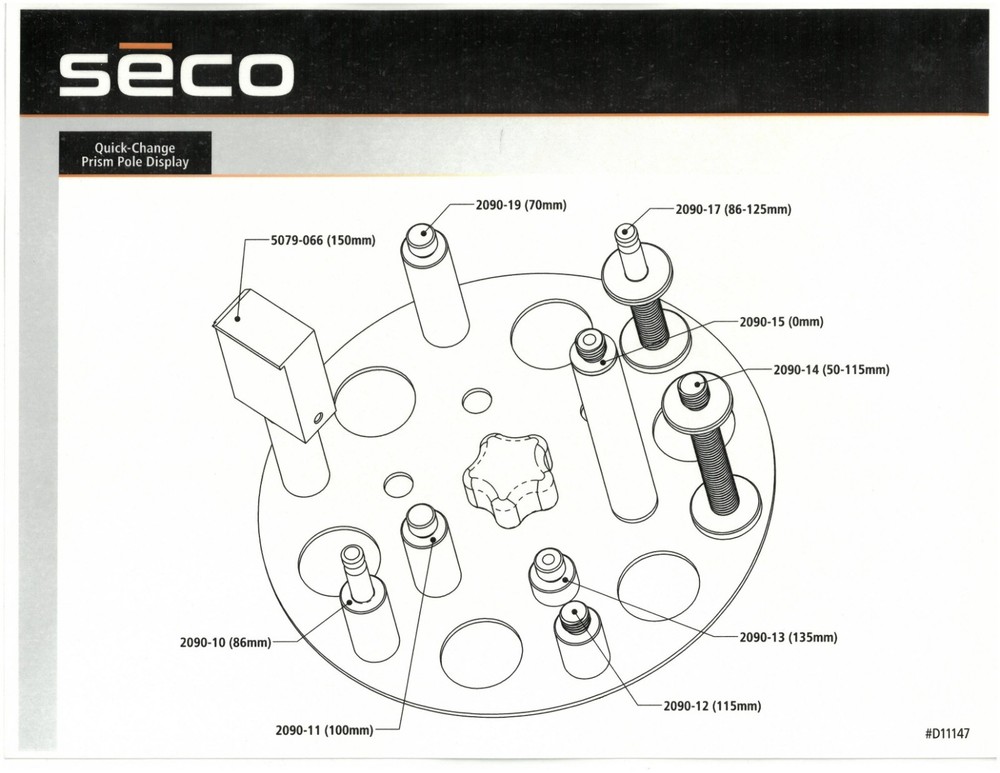 SECO Quick-Change Prism Pole Display, 6-Pole Display, PN D11147