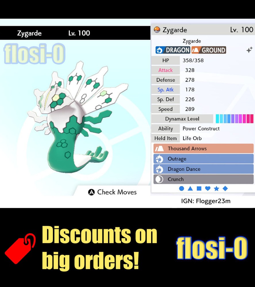 Pokemon Sword and Shield 6IV Shiny Zygarde 50% Power Construct