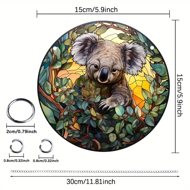 Koala Suncatcher Double Sided Round Acrylic Wall Art Decor