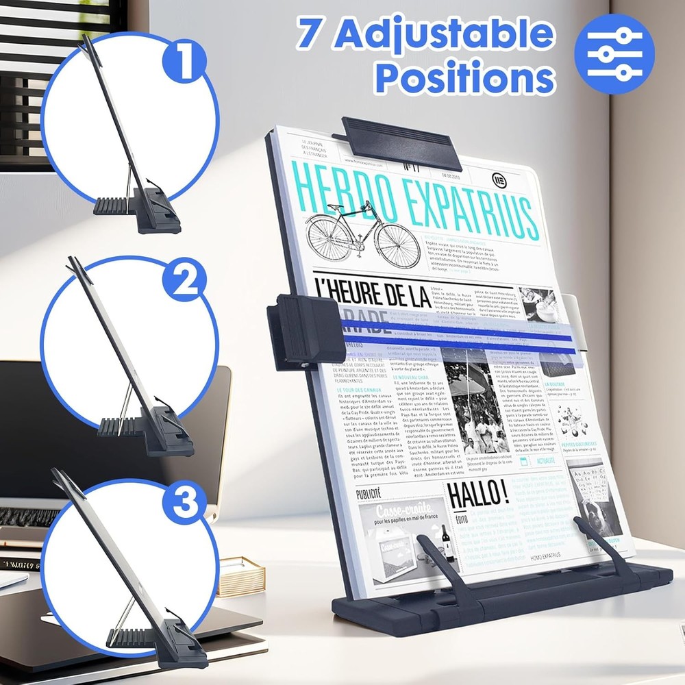 Adjustable Paper Stand Document Holder Black Metal