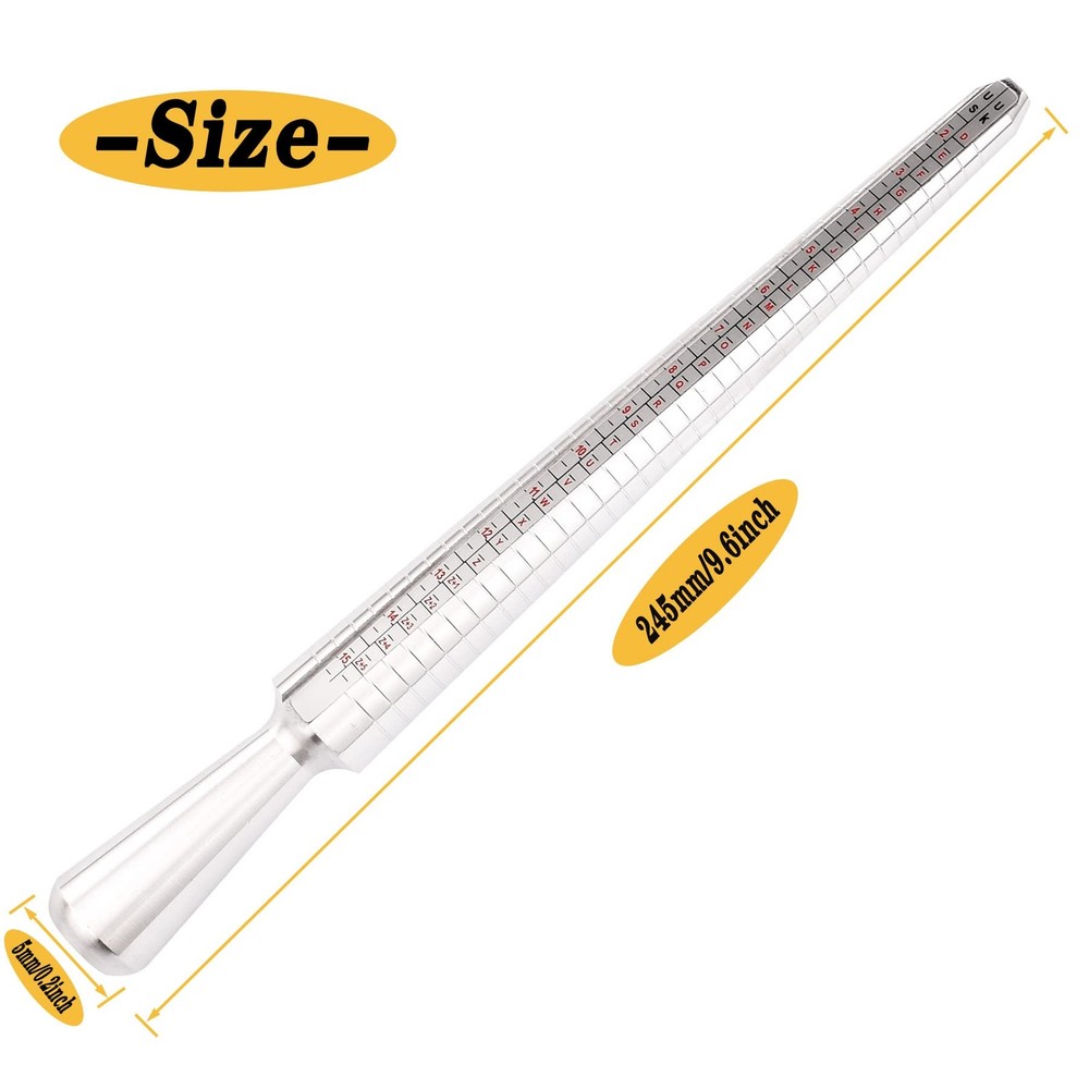 Ring Sizer Measuring Tool,4 Sizes Measurement Stick Metal Mandrel Silver