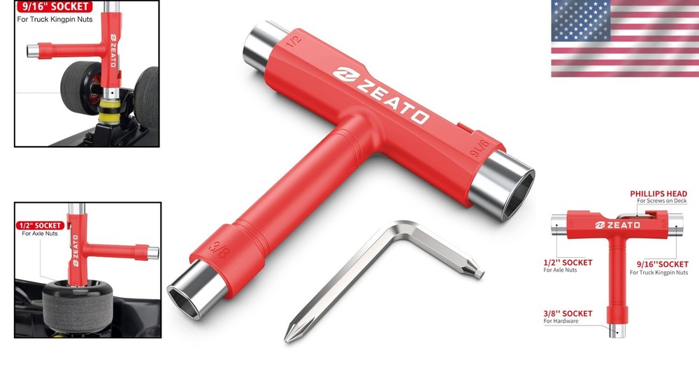 Versatile Portable Skate Tool Set - Includes Allen Key & Phillips Head Wrench