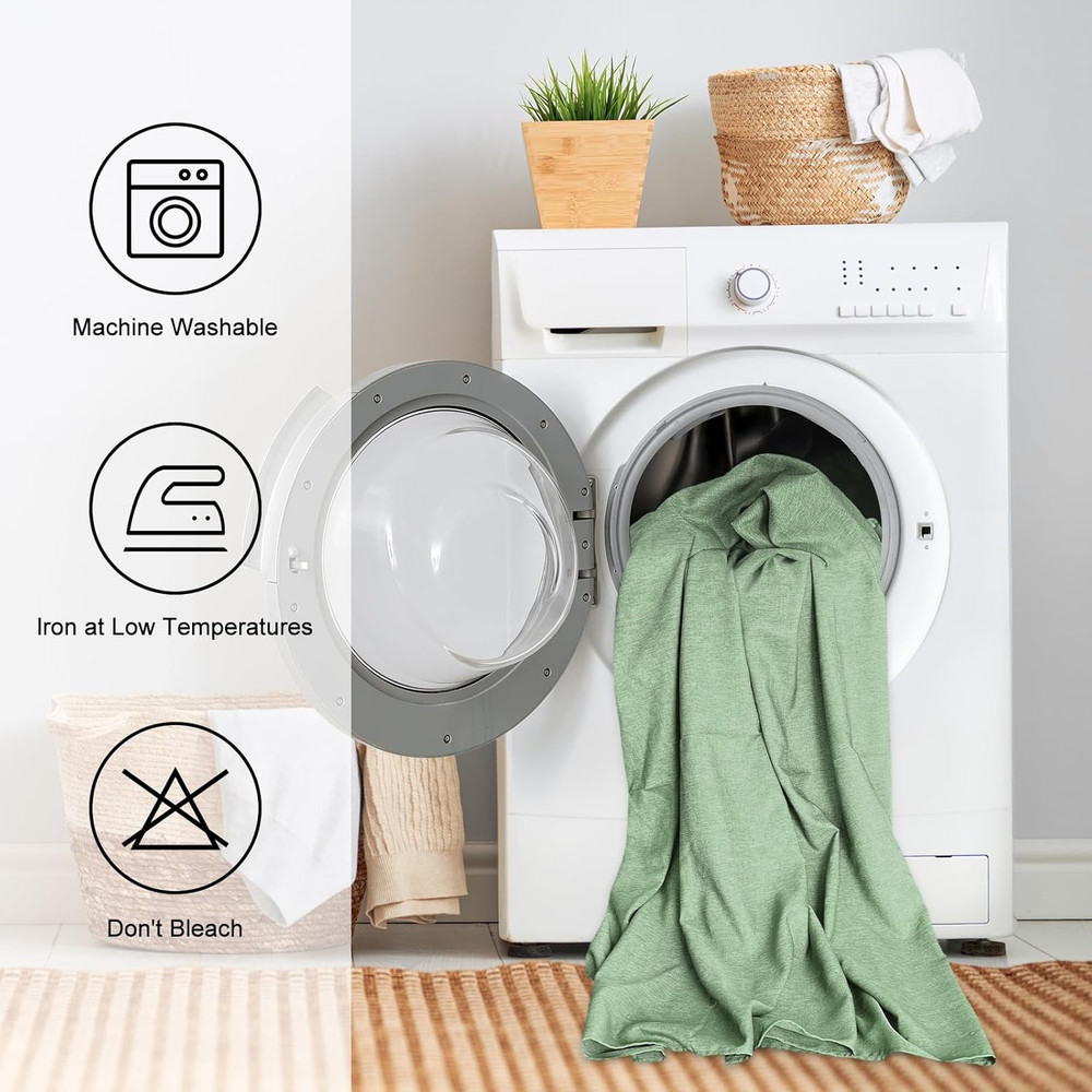 Textured Linen Table Cloth for Rectangle Tables - Sage Green Tablecloths Rectang